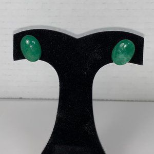 18x13mm Oval Green Aventurine Post Earrings